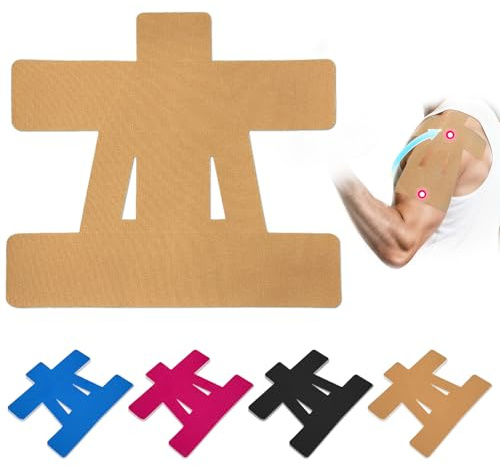 12pcs tape kinesiologico per spalla,kinesio tape per spalla,Ipoallergenico,traspirante, impermeabile e resistente al sudore, con una forza adesiva che dura 4-7 giorni e un'elasticità del 170%(beige)