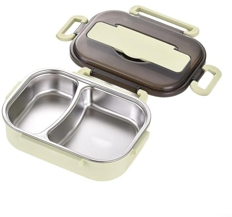 Puupaa Contenitore per il pranzo in acciaio inox con isolamento termico, 1 l, con posate, contenitore portatile per pasti caldi o freddi, per scuola, lavoro, viaggi (verde)