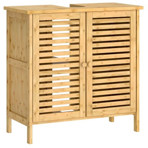AuraCraft Waschbeckenunterschrank Badschrank mit 2 Türen unterschrank waschbecken waschbeckenunterschrank Bambus 60 * 30 * 60CM