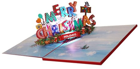 Pop-Up Weihnachtskarte mit Lichtern & Musik, festliche Dekoration für Zuhause, Büro, Urlaubspartys, Familie Freunde