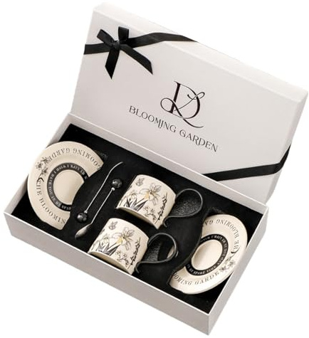 Nankoyal Set de Tasses à Thé - Vaisselle à Boissons avec Motif Floral - Set de Tasses,pour Cappuccino Lait Chocolat Jus Bière Cuisine Café Restaurant Maison Anniversaire