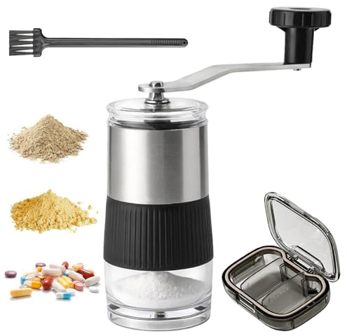 DASHUI Tablettenmörser, Tablettenteiler Klein, Tabletten Schneider, Tablettenteiler für Kleine Tabletten, Inklusive Mini Pillendose und Bürste
