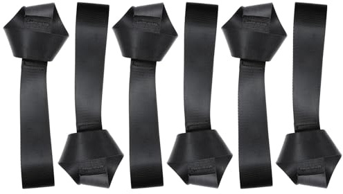DINHEAROM Cintas de Amarre de Carga 38mm X 400mm Negras, 6 Piezas, Correas de Sujeción Resistentes Hebilla en 8 para Fijación Segura de Equipaje y Carga en Camionetas y Transporte