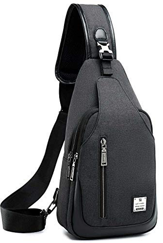 tuowan Kleine Schultertasche, Crossbody-Tasche, Umhängetasche, für Herren und Damen, Reisen, Outdoor, leicht, Schwarz, Large, Strapazierfähig