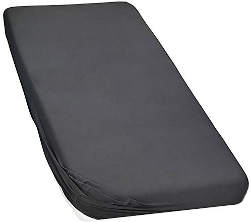 Moon-Luxury Topper Spannbettlaken Jersey Stretch Spannbetttuch Boxspringbett 97% Mako-Baumwolle 3% Elastan 230g/m²-anthrazit-180x200-200x220