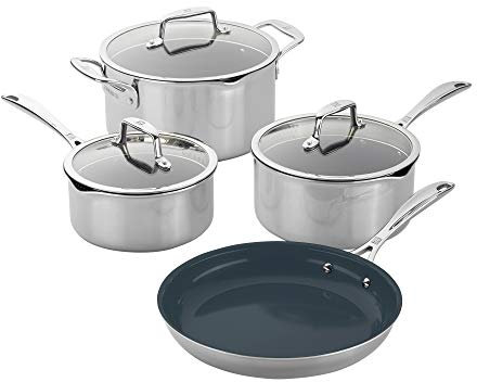 ZWILLING Clad CFX 7-pc Stainless Steel Ceramic Nonstick Cookware Set