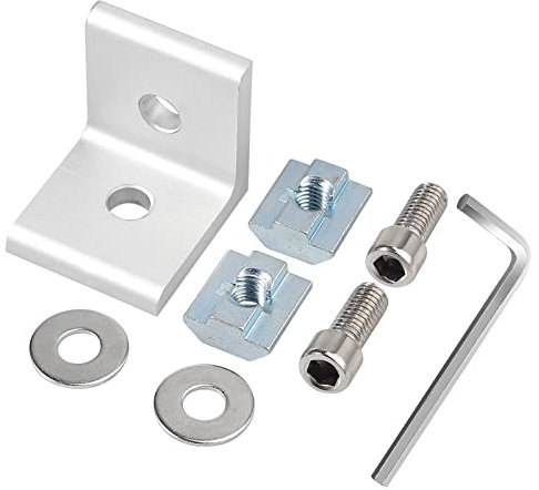 10 x Corner Bracket Mounting Material for 4040 4080 Groove 8 Grid Struts Aluminium Profile L Shape European Standard Aluminium Profile Accessories in Silver with 6 mm Allen Key