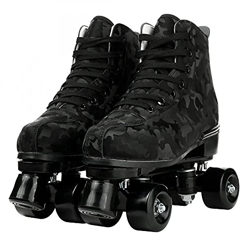 Risup Roller Skates for Women and Men - Cowhide High-Top Classic Double-Row Four-Wheel Skates for Men, Girls, Unisex - Christmas
