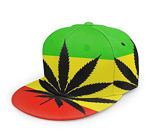 Oaieltj Casquette de baseball unisexe pour adultes, adolescents, réglable, bord plat, casquette de baseball, Drapeaux de marijuana avec motif feuille de marijuana, Taille Unique