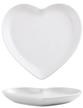 Auoeer Ceramica amore creativo a forma di cuore coppia piatto da tavola vassoio torta frutta snack bistecca pasta western cibo piatto porcellana (colore: piatto da 20,3 cm bianco)