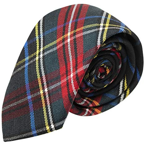 King & Priory Cravatta scozzese da ragazzo, verde scuro e nero, a quadri, plaid, Verde, Taglia Unica