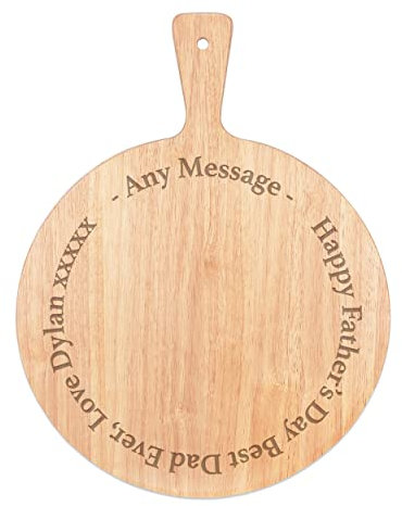 Personalizado Cualquier Mensaje Exterior Círculo Tabla de Quesos Paleta Bandeja Mango Redondo de Madera 45x34cm