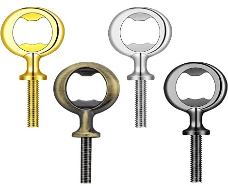 Abeillo 4 pièces Ouvreur de Bouteille de Bière en métal, Mini Bricolage Décapsuleur pour Bière en acier inoxydable Insert D'Ouvre-Bouteille Opener pour bar fête bière (diamètre du filetage : 7 mm)
