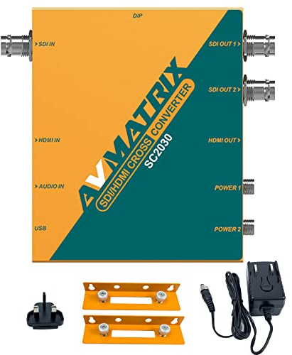AVMATRIX Convertisseur croisé SC2030 SDI/HDMI pour Les Applications de Diffusion et de Post-Production AV, convertisseur vidéo Commutateurs Dip intégrés ou PC Via Micro USB
