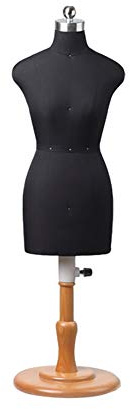 Schneiderpuppen Schneiderbüste Kleine Dresshersteller Dummy-Famausweise, Schwarz 1: 2 Maßverstellbare Höhe, Schneider-Manikins Mini-Puppenkleid-Formular-Display-Dekoration (Size : 1/2)