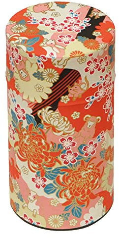 TOKYO ART Boîte à thé japonaise en étain pour conserver les feuilles de thé vert et le matcha – Parfait pour conserver la fraîcheur, avec intérieur en étain et extérieur en papier washi (zodiaque