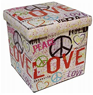 Biscottini Pouf contenitore bambini e adulti 39x39x39 cm | Scatole portaoggetti richiudibili con coperchio | Pouf contenitore quadrato con decorazioni