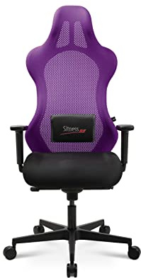 TOPSTAR Sitness RS Sport Bürodrehstuhl, Gamingstuhl, Stoff, lila-schwarz + Lordosenstütze | Made in Germany | Ergonomisch | höhenverstellbar | Geprüfte Sicherheit nach GS-Intertek