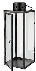 Laterne Schwarz Glas 13,5cm B x 34,5cm H Design24 Industrial Modern Urban