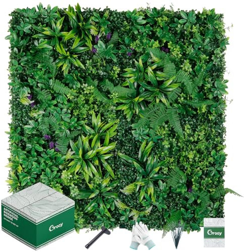 Grooy Artificial Boxwood Panels, Grass Wall Panels 20x20(8pcs), Privacy Hedge Fence Screen with UV Protection, Fake Greenery Backdrop for Indoor Wedding and Outdoor Garden Backyard