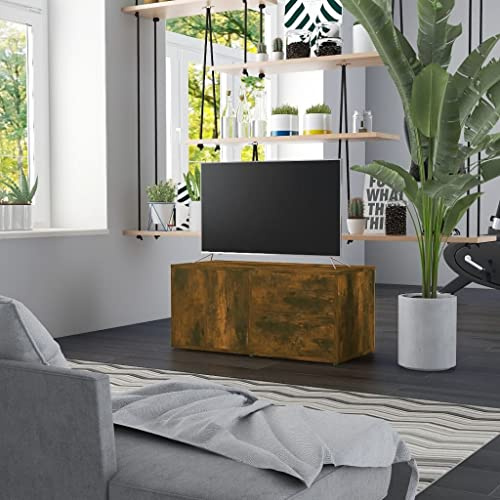 Armoire de rangement moderne pour salon, bibliothèque, meuble TV, chêne fumé, 80 x 34 x 36 cm, matériau dérivé du bois pour salon, chambre à coucher, etc