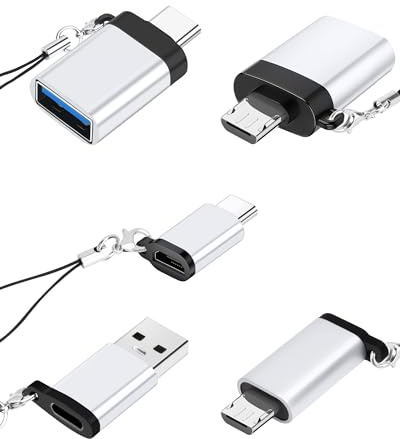 Seminer Adaptateur USB vers USB C (5 Pack), Adaptateur USB C Femelle | vers USB Mâle, Adaptateur USB C vers Micro USB, Adaptateur Micro USB (Femelle) vers USB C (Mâle) pour MacBook, Samsung, PC