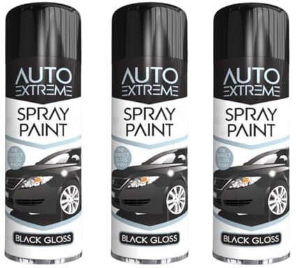SDMAX All Purpose Black Gloss Spray Paint, Gloss Finish, Suitable for Wood, Metal, Plastic, and, Glass Surface, Easy and Quick Spraying, Interior and Exterior Usage, 250ML (3 Pcs)