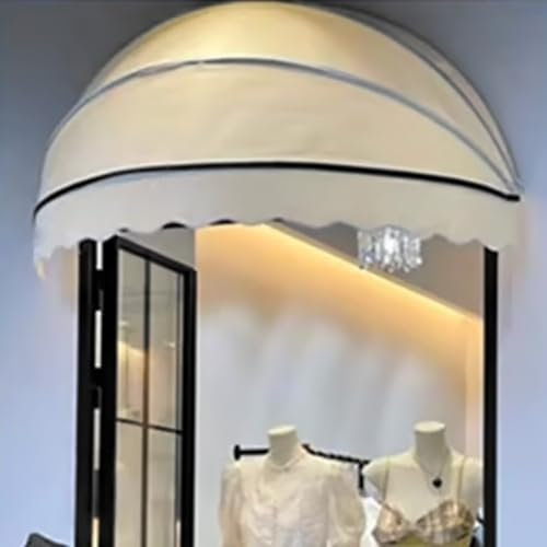 Tenda Cappottina da Sole per Esterno,Tenda da Sole Modello,Tettoia per Porta a Cupola,Tenda da Sole per Balcone,Copertura Parasole in Poliestere Anti-UV,4 Colori (Diameter:120cm/47in,White)