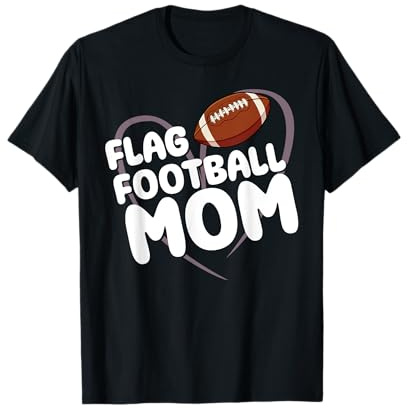 Flag Football Mom Heart Football Player Mommy Mother's Day T-Shirt
