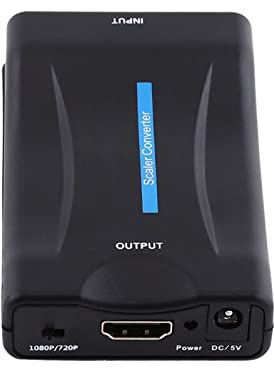 Beufee Convertisseur Péritel vers HDMI, Adaptateur De Convertisseur Audio-vidéo avec Câble d'alimentation USB, Compatible 720P 1080P, Prise en Charge de la Sortie 720p/1080P