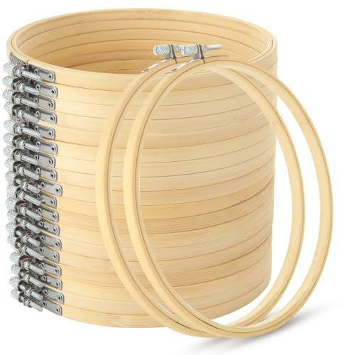JMIATRY 20er Set 20cm Bambus-Stickrahmen, Kreuzstich-Stickrahmen, DIY-Kreuzstich-Stickerei, Kunst, Handwerk, Nähen