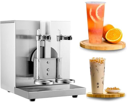 Batidora de té con leche de doble cabezal, batidora automática de leche de 120 W, rotación uniforme de 360°, panel de control inteligente, con base antideslizante, para cafeterías, bares, tiendas de