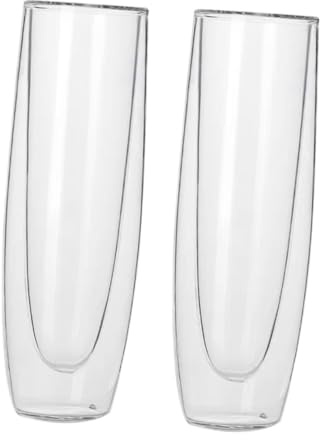 BIUDECO Copas De Vino De Doble Capa 150ml Vaso De Vidrio Resistente Al Calor Para Fiesta y Bodas Juego De 2 Unidades