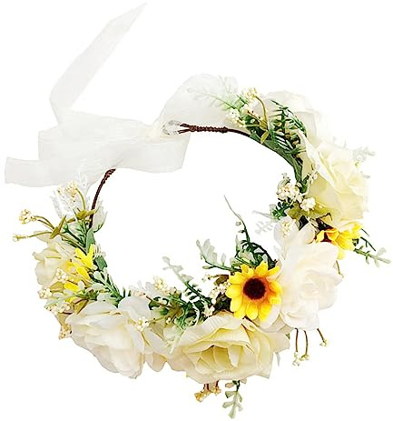 WOONEKY Fascia Per Capelli Fiori Fascia Floreale Corona Floreale Per Sposa Ghirlanda Per Capelli