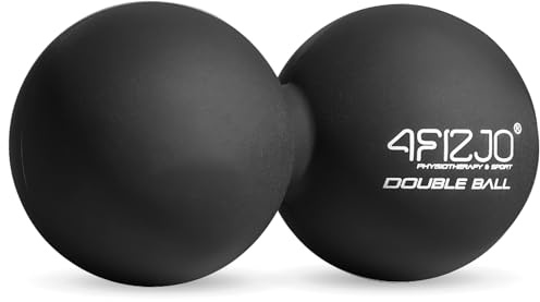 4FIZJO Doppelt Lacrosse Massageball, Lacrosseball, Hartgummi, Faszienmassage, Triggerpunktmassage, Fußmassage, Faszien-Ball, Fußmassageball, Duoball, Schwarz