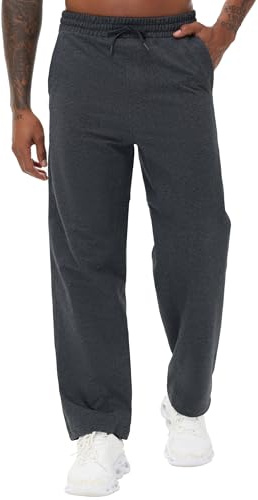 THE GYM PEOPLE Mens Baggy Joggers Lightweight Drawstring Tracksuit Bottoms Open Bottom Trousers Seweatpants with Pockets Athletic Sport,Dark Grey,L