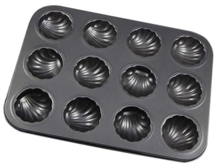 Wedhapy Shaped Baking Tray 12 Cavity Non Stick Madeleine Mold Carbon Steel Cake Mold Madeleine Tray