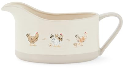 Cooksmart Hen House Lane Extra Large Gravy Boat | British Designed Farmhouse Kitchenware | Embossed Ceramic Sauce Jug | Rustic Countryside Style | Dishwasher & Microwave Safe