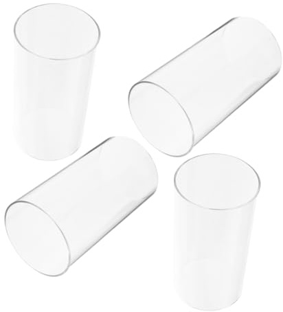 Luce per Candela in Vetro Trasparente 4 Pezzi, Cilindrica | Borosilicato Alto, Design Antivento e Antirovescio, Adatta per Casa e Caffè