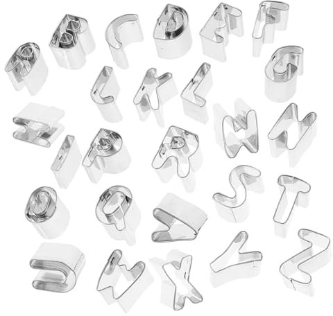LOPUNER Juego de Moldes para Galletas Letras de Acero Inoxidable, Multifuncional y Fácil de Limpiar, Adecuado para Repostería y Cocina Creativa