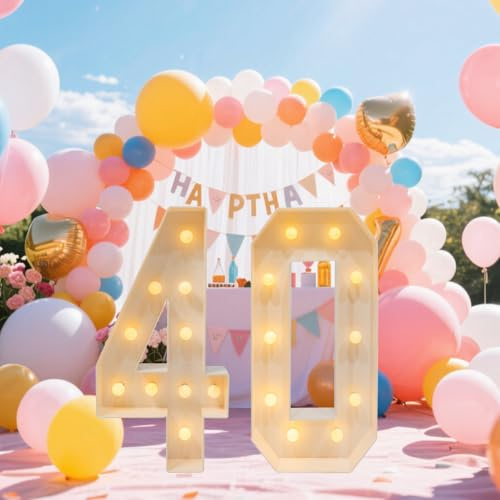 Letras luminosas grandes de 100 cm, números luminosos, decoración de cumpleaños, decoración de fiestas de cumpleaños, lámpara LED con números, luces blancas cálidas, números luminosos, decoración