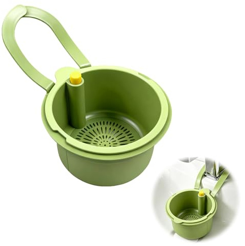 Sink Strainer Basket, Drain Basket, Nlsqw Food Catcher Sink, Kitchen Food Catcher, Self-Cleaning Filter, Multifunction Hanging On The Tap, for Home Kitchen Garbage Leftovers (Green)