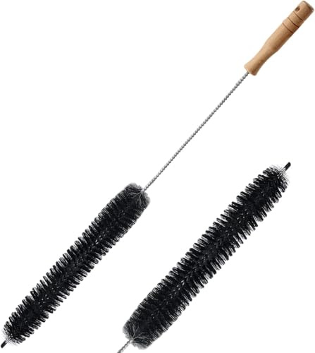 2 x 74 cm radiator brushes with wooden handle, universal cleaning brush for flat radiators, ribbed radiators, blinds and joints, effective dust removal for heating and radiator cover