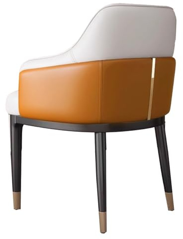 Reception Accent Stolar Med Armstöd Lädervardagsrumsstol Med Ergonomiskt Ryggstöd Modern Stoppad Mysig Fåtölj Med Metallben För Sovrum, Kontor, Café(Orange)
