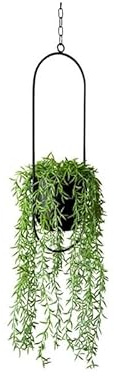Generisch Hängende Blumenampel aus Metall, Schwarz, Rund, Pulverbeschichtet, Modern, Multifunktional, für Innen und Außen, Wand- und Deckenmontage, 20x12x25 cm (Oval, 1)