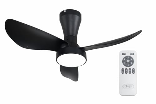 DUPI Ventilador de Techo PRO AIR | Motor DC Silencioso | 6 Velocidades | Luz LED Dimmable 3000–6000K | Mando con Temporizador | Ø 80 cm | Negro