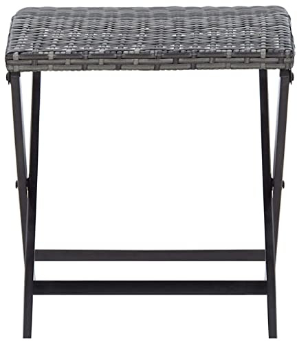 YUTAASU Sgabello pieghevole in polyrattan, grigio, 110 kg, in rattan PE, impermeabile, per esterni, con struttura in acciaio, salvaspazio e resistente, per l'uso quotidiano
