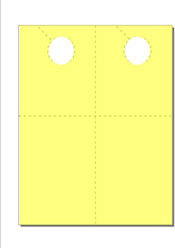 Door Hanger with Removable Coupon Card, Print-Ready, 4-1/4 x 11, 2-UP on 8-1/2 x 11 Yellow 65-lb Astrobrights Cover, Perfed for Separation, with 1-1/2 Hole - 250 Sheets (500 Hangers)