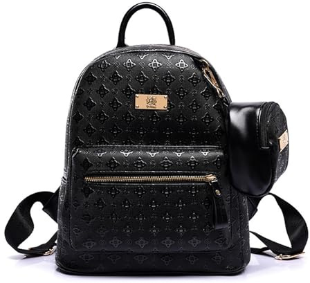 DEERWORD Mujer Bolsos Mochila Casual Bandolera Marca Mediano Antirrobo Italianos PU Cuero 5703 1 piezas Schwarz