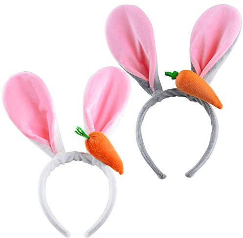 2pcs Diademas Orejas de Conejo Disfraz Pascua Regalo Adornos Fiesta Cumpleaños para Mujer Niña